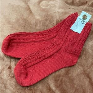 Free People Vibrant Red Knit Socks